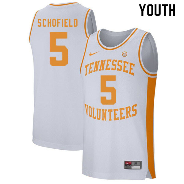 Youth #5 Admiral Schofield Tennessee Volunteers College Basketball Jerseys Sale-White